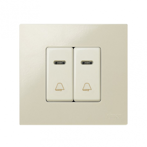 Simon 27 Мех Слоновая кость Кнопка клавишная "звонок" с подсветкой узкая, 10А 250В