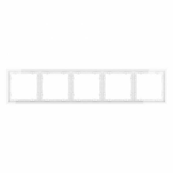 Рамка пластиковая VOLTUM S70 на 5 постов, (белый глянцевый)