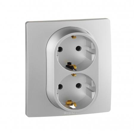 Legrand Etika Алюминий Розетка 2-ая с/з , винтовые клеммы, 16А, 250 В