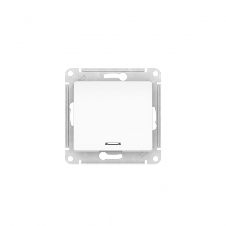 Systeme Electric Glossa Белый Выключатель 1-клавишный с подсветкой, сх.1а, 10АХ, мех., быстрозажим. клем.