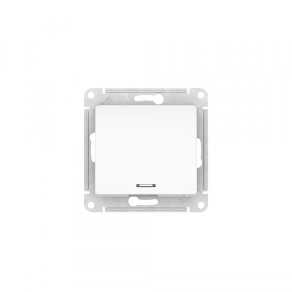 Systeme Electric Glossa Белый Выключатель 1-клавишный с подсветкой, сх.1а, 10АХ, мех., быстрозажим. клем.
