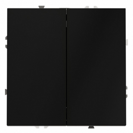 Выключатель встраиваемый VOLTUM S70 двухклавишный 10А, (черный матовый)