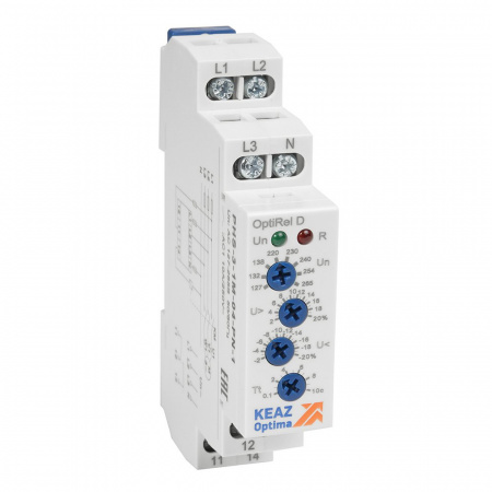 КЭАЗ Реле контроля фаз OptiRel D PHS-3-1M-05-PN-2 повышенного/пониженного асимметрии 3Ф+N 2CО