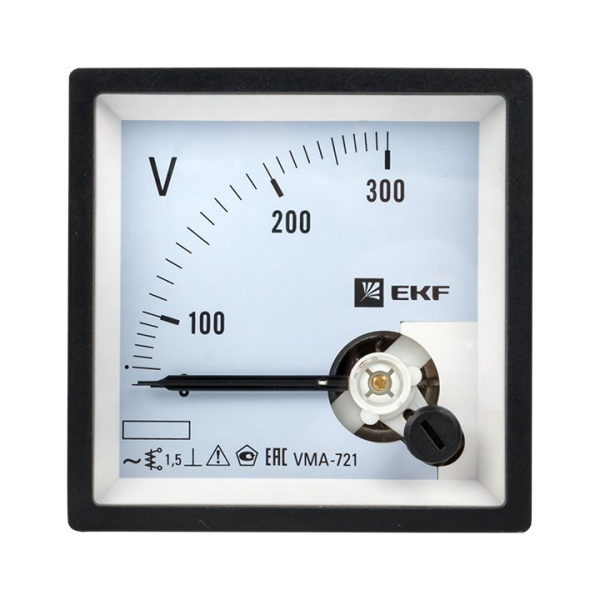 EKF PROxima Вольтметр VMA-721 аналоговый на панель (72х72) квадратный вырез 300В прямое подкл.