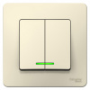 SE Blanca внутр Молочный Выключатель 2-клавишный с подсветкой, 10А, 250B
