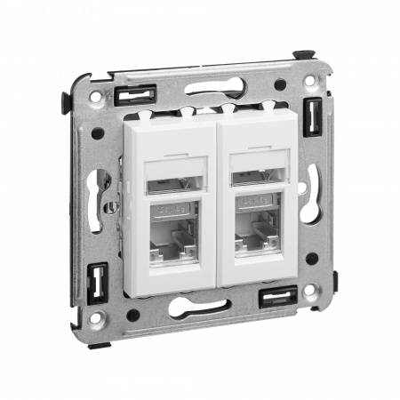 DKC Avanti Белое облако Розетка RJ-45 5e двойная экранированная