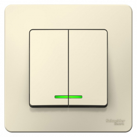 SE Blanca внутр Молочный Выключатель 2-клавишный с подсветкой, 10А, 250B