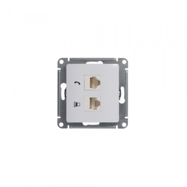 SE Glossa Бел Розетка 2-я RJ11+RJ45, кат.5E