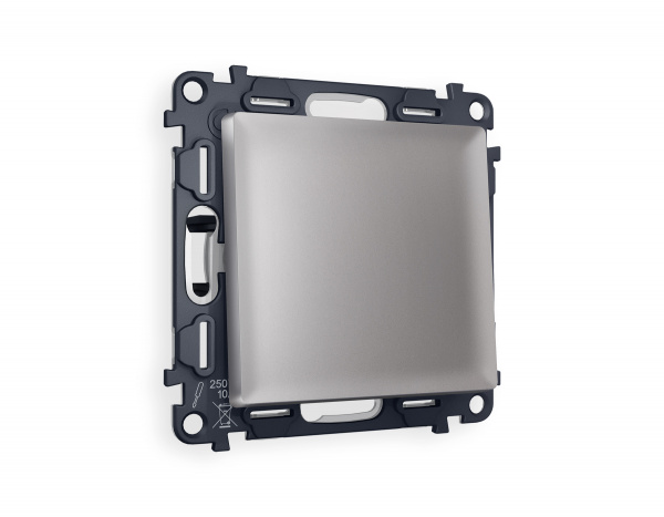 Комплект механизма 1-клавишного перекрестного выключателя ALFA MA501030 Сталь матовый QUANT