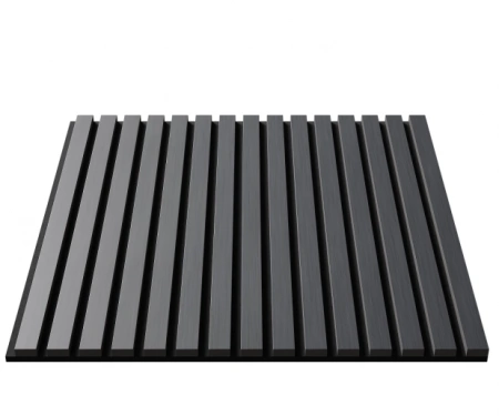 Акустическая панель, черный войлок, 600х600х21мм, рейки МДФ, шпон дуб антрацит темно-серый