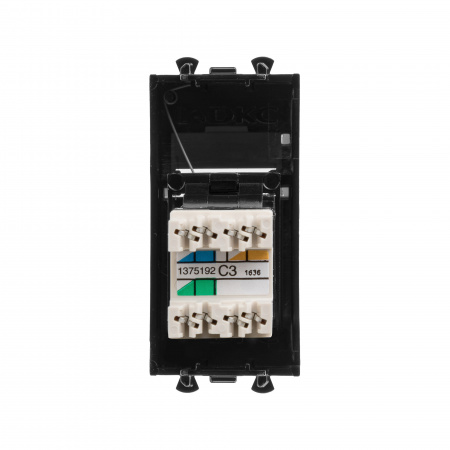 DKC Avanti Черный квадрат Розетка телефонная RJ-12 1 модуль