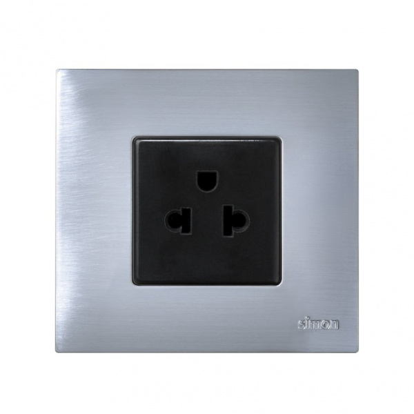 Simon 82 detail Графит Розетка 2-х полюсная американо-европейская, 15А/125В,16А/250В, винтовой