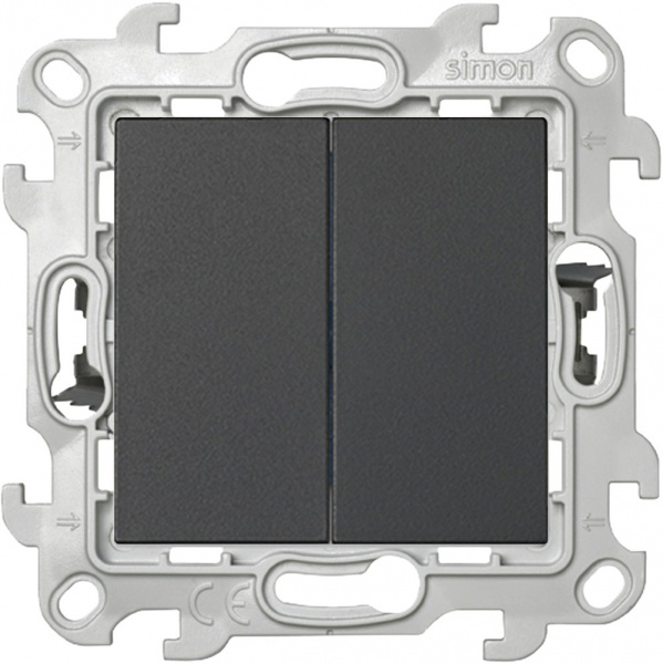 Simon 24 Графит Двухклавишный выключатель Push&Go