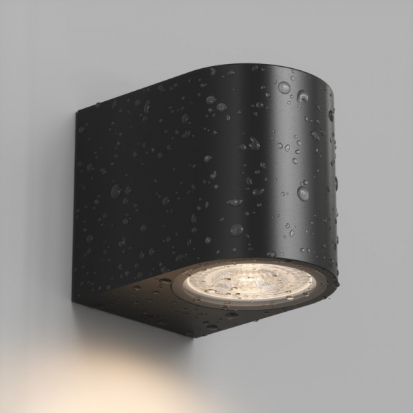 DK9790-BK Настенный уличный светильник NARVIK, IP44, GU10 LED, до 15 Вт, черный, алюминий