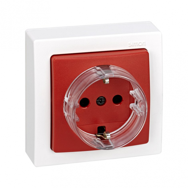 Simon 73 loft Красная Накладка на розетку c заземлением, с защитными шторками, S73Wood