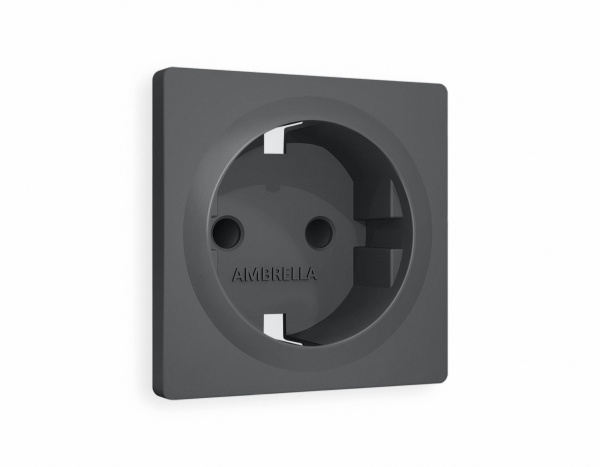 Лицевая панель OMEGA (Графит Мягкое касание) для электрической розетки с заземлением со шторками QUANT OP9070