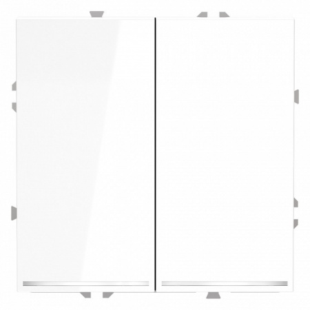 Выключатель встраиваемый VOLTUM S70 двухклавишный с подсветкой 10А, (белый глянцевый)