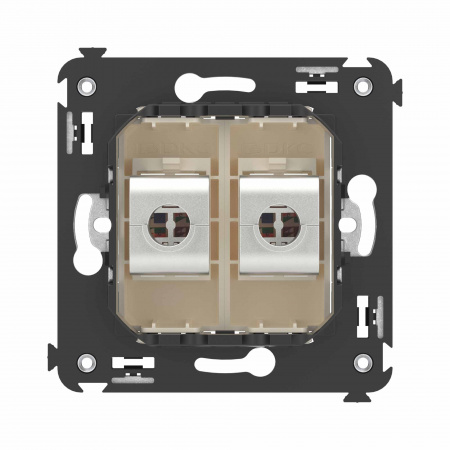 DKC Avanti Компьютерная розетка RJ-45 без шторки в стену, кат.6А двойная экранированная, Ванильная дымка