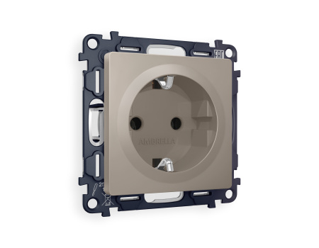 Комплект механизма электрической розетки ALFA MA366010 Серо-бежевый матовый с заземлением на винтовых зажимах 2P+E 16A-250V QUANT