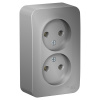 SE Blanca наруж Алюминий Розетка 2-ая б/з без шторок, 16А, 250В