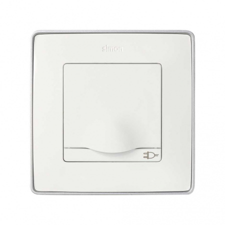 Simon 82 Белая Накладка розетки 1-ая с/з с крышкой