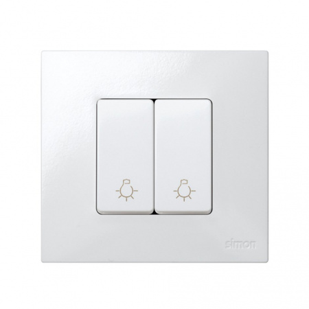 Simon 27 Мех Белая Кнопка клавишная "свет" узкая, 10А 250В