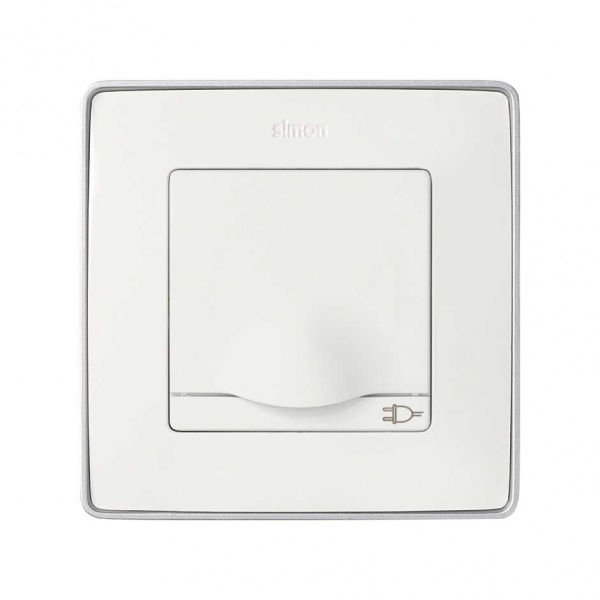 Simon 82 Белая Накладка розетки 1-ая с/з с крышкой