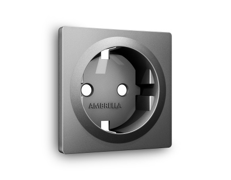 Лицевая панель ALFA (Антрацит серый) для электрической розетки с заземлением QUANT AP6560