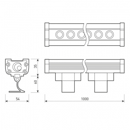Линейный прожектор AR-LINE-1000-36W Warm3000 (GR, 30 deg, 230V) (Arlight, IP65 Металл, 3 года)