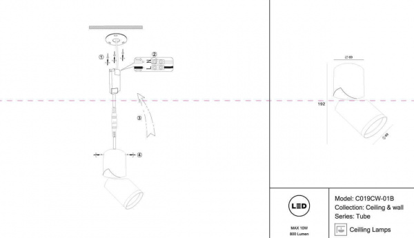 Светодиодный спот Maytoni Tube C019CW-01B