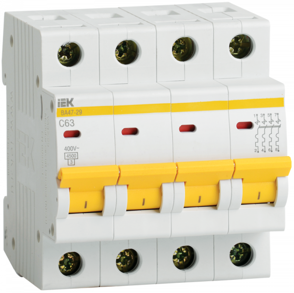 IEK KARAT Автоматический выключатель ВА47-29 4Р 16А 4,5кА х-ка С
