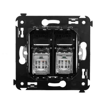 DKC Avanti Черный матовый Компьютерная розетка RJ-45 двойная  категория 5e экранированная