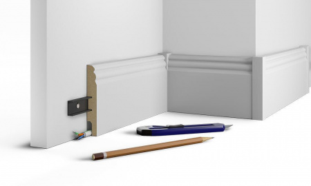 Монтажная планка ПВХ, 1200 мм, для плинтуса МДФ