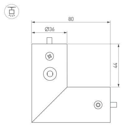 Соединитель профиля ROUND-D36-360-90 BLACK (Arlight, Металл)