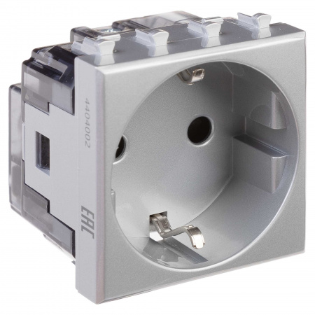 DKC Avanti Закаленная сталь Розетка 2P+E со шторками 2 модуля