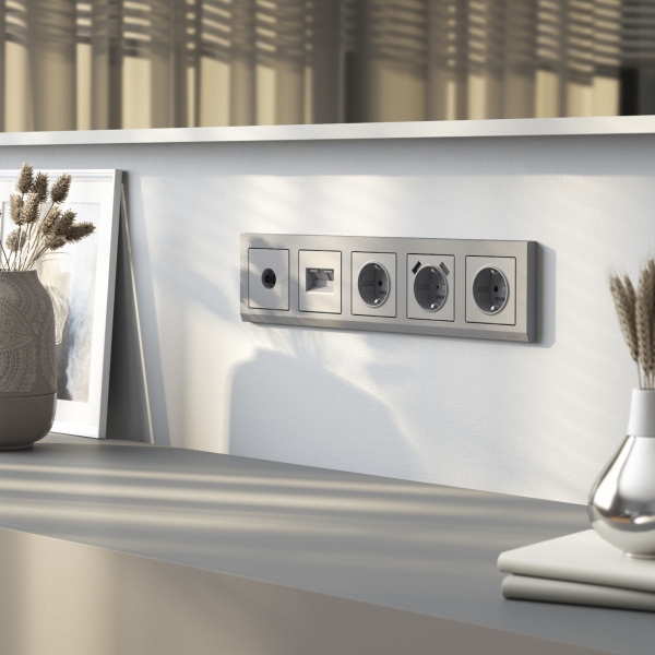 Накладка для розетки USB (серебряный матовый) W1179565