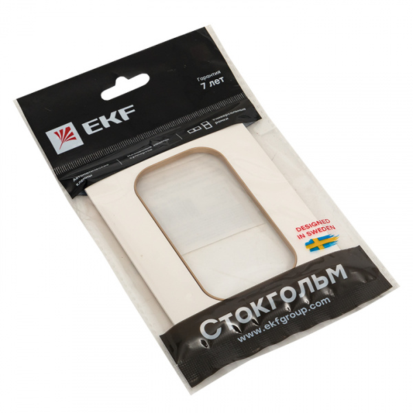 EKF PROxima Стокгольм Белый Линия шампань Рамка для розетки 2-ой