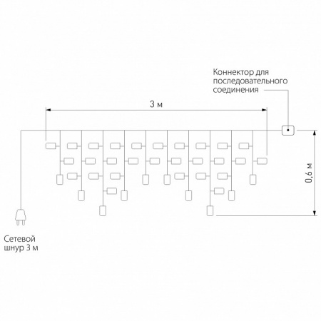 Гирлянда бахрома белый 3*0,6 м IP65 100-101 белый Eurosvet 100-101