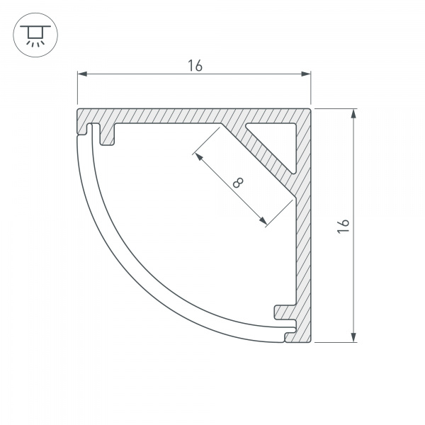 Профиль с рассеивателем Arlight SL-Kant-H16-2000 Anod+Opal 036843
