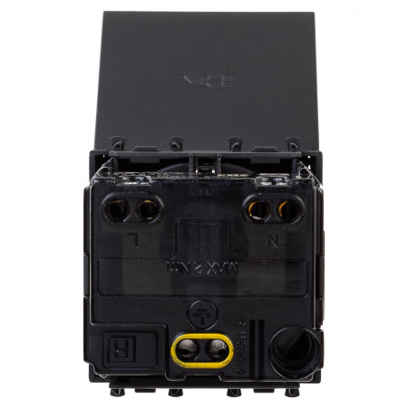 DKC Avanti Черный матовый Розетка с крышкой 2P+E со шторками 2 модуля