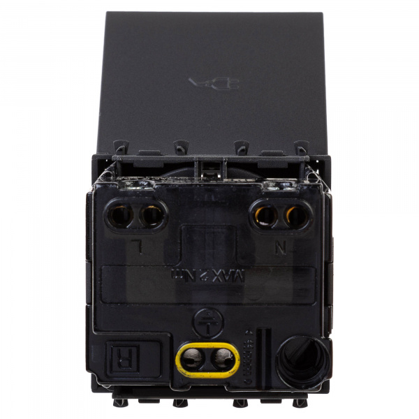 DKC Avanti Черный матовый Розетка с крышкой 2P+E со шторками 2 модуля