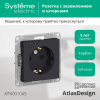 SE AtlasDesign Карбон Розетка с/з со шторками, 16А, механизм