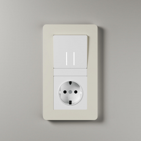 Рамка из поликарбоната на 2 поста Split айвори/белый, soft-touch W0023066