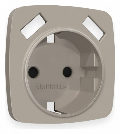 Лицевая панель OMEGA (Серо-бежевый матовый) для электрической розетки с/з со шторками 2USB A+A QUANT OP3690