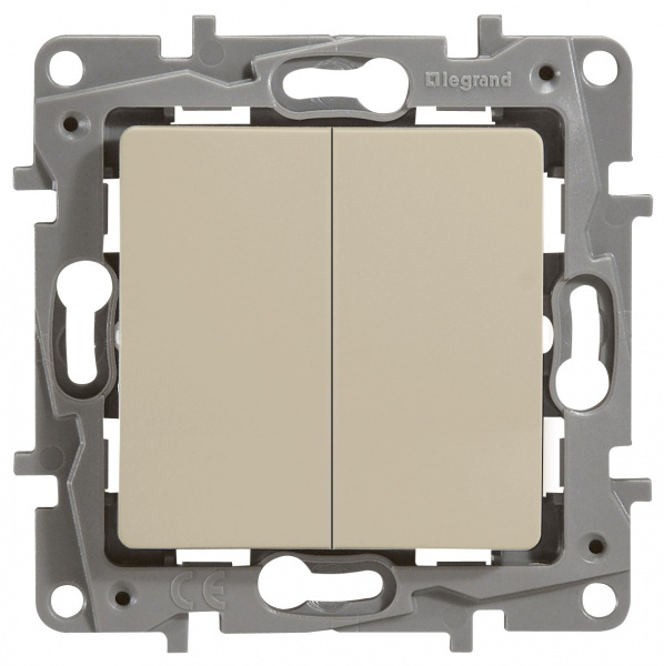 Legrand Etika Слоновая кость Переключатель 2-клавишный, 10А, Автоматические клеммы