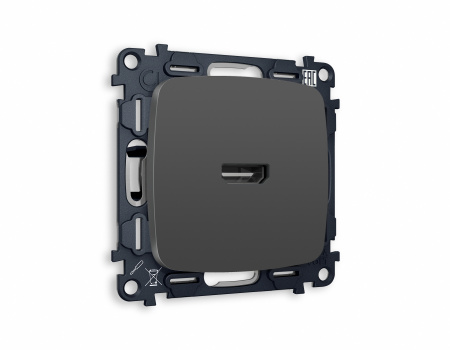 Комплект механизма розетки HDMI 2.0 OMEGA MO914010 Графит мягкое касание 40V/500mA 2.0GHz 5-18Gbit/s QUANT