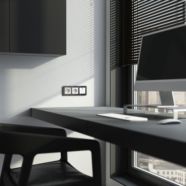 Выключатель двухклавишный проходной с подсветкой (белый) W1122101