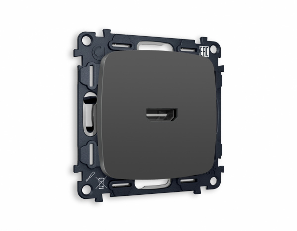 Комплект механизма розетки HDMI 2.0 OMEGA MO914010 Графит мягкое касание 40V/500mA 2.0GHz 5-18Gbit/s QUANT