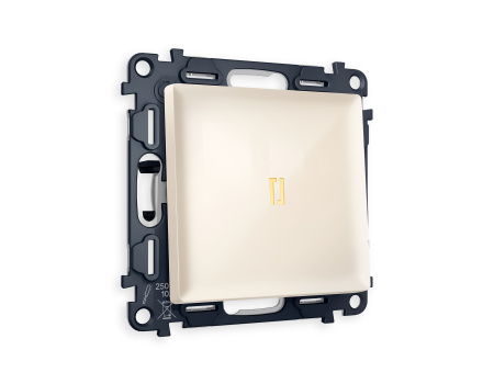 Комплект механизма 1-клавишного проходного выключателя с подсветкой 3200K ALFA MA302030 Бежевый глянец QUANT