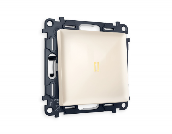 Комплект механизма 1-клавишного проходного выключателя с подсветкой 3200K ALFA MA302030 Бежевый глянец QUANT